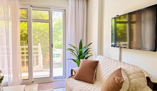 2 BR Serviced, Sunny & Modern Apartment in Madinaty with a Private Garden.