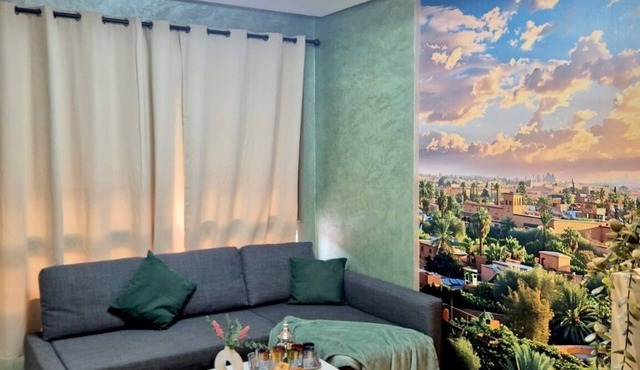 Charming 2-bedroom apartment in enchanting Marrakesh with WiFi, AC, Balcony in Marrakesh